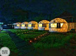 Igloo Glamping Bali with mountain and lake view